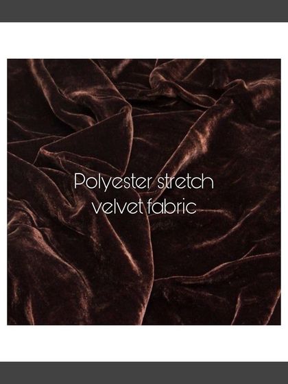 A deep, rich brown polyester stretch velvet. Its luxurious texture and beautiful sheen make it a perfect choice for creating opulent and sophisticated suits and dresses.