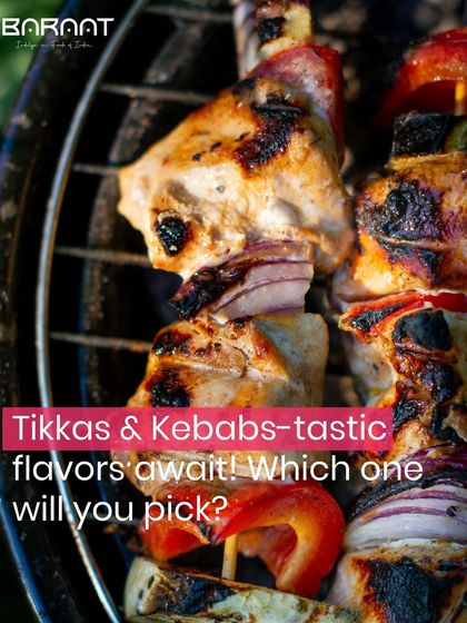 Tikkas and kebabs galore. Which one will you pick? Our menu offers a wide variety of char-grilled delights, perfect for starting your meal or enjoying as a snack.