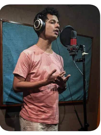 Another shot from the recording session. You can see the focus and emotion that goes into every take. I wanted the vocals to feel as real and honest as the lyrics.
