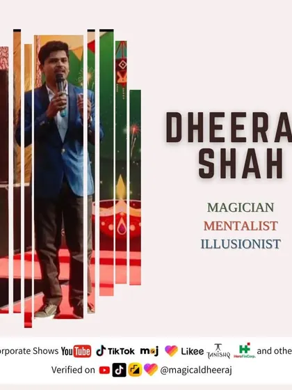 This graphic highlights my experience as a magician, mentalist, and illusionist for corporate shows. Being verified on multiple platforms and featured in major publications is a testament to the quality and professionalism I bring to every event.