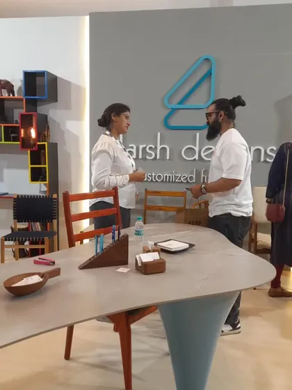 Another great conversation with a fellow designer at our stall. Events like these are fantastic for networking and sharing ideas.