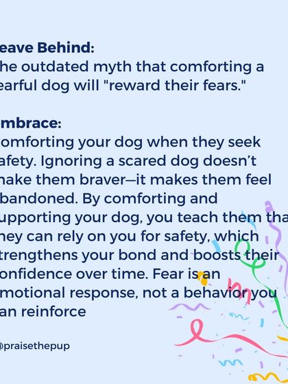 A common myth is that comforting a fearful dog rewards their fear. Fear is an emotion, not a behavior you can reinforce. Supporting your dog when they're scared teaches them they can rely on you for safety, which builds their confidence over time.