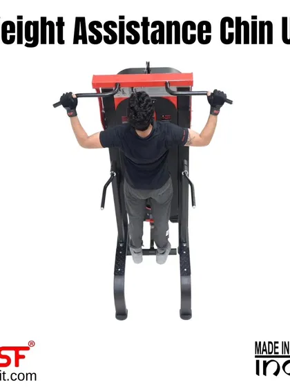 Another angle of an assisted pull-up.
