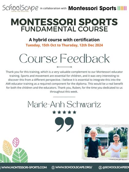 More positive feedback for our Montessori Sports course.