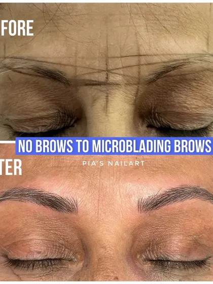 This is a powerful transformation showing the journey from having very few natural brow hairs to full, beautifully shaped microbladed brows. I specialize in working with mature skin, creating a natural, fluffy look that brings back definition and frames the face. This procedure is perfect for anyone looking to restore their eyebrows.