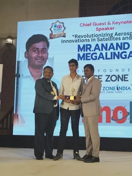 Celebrating a major victory at the INNOEX Robotics Football Competition in Kuwait. Our student, Shankarshan, receives the first prize trophy, a proud moment that highlights the competitive excellence we foster in our students.