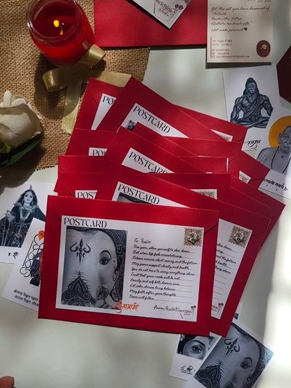 A set of my Chintamani Ganesha postcards, each with a personalized message. These are perfect for sending blessings and good wishes for any occasion, or just as a reminder of faith.