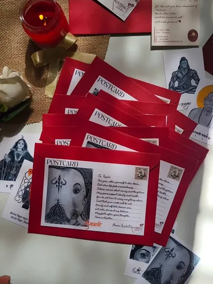 A set of my Chintamani Ganesha postcards, each with a personalized message. These are perfect for sending blessings and good wishes for any occasion, or just as a reminder of faith.
