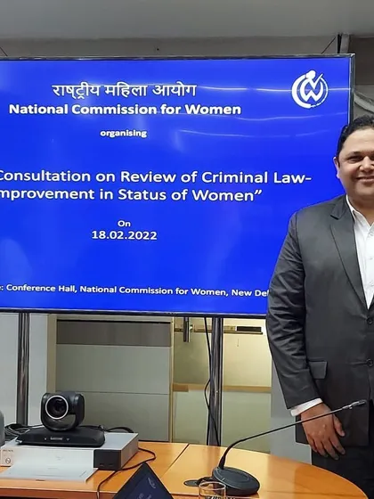 Standing before the presentation screen for the "Final Consultation on Review of Criminal Law". I am proud to have been a part of this important national dialogue aimed at creating a safer environment for women in India.