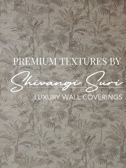 Premium textures by Shivangi Suri Luxury Wall Coverings. This image showcases a subtle, tone-on-tone botanical print that adds depth and sophistication to a wall, perfect for creating a serene and elegant space.