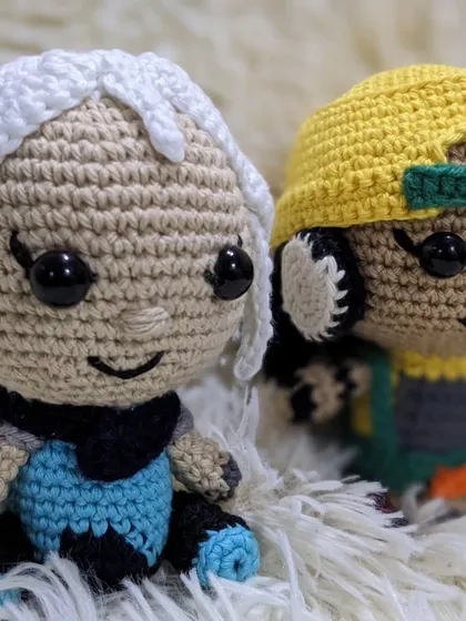 For the gaming fans, I create characters from popular games like Valorant. This set features the agents Jett and Raze, capturing their unique styles and attitudes in crochet form.