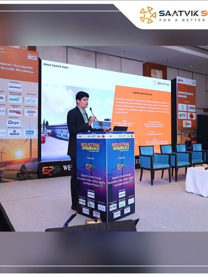 Receiving the 'Best Solar Module Manufacturing Company' award and presenting our credentials at the EPS Business Meet in Ahmedabad.