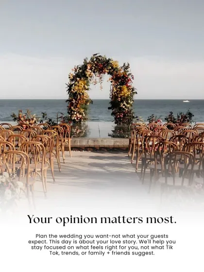 Your wedding should be a reflection of your love story, wherever it takes you. I have extensive experience planning destination weddings, from serene beachside ceremonies like this to majestic palace celebrations, ensuring your day feels right for you.