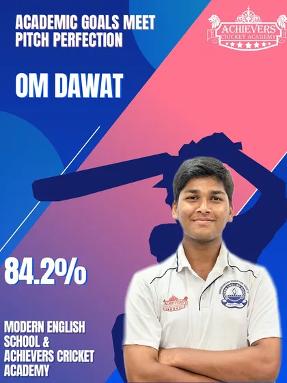 Balancing books and bats. We celebrate Om Dawat for his excellent academic score of 84.2%, proving that dedication shines both on and off the field.