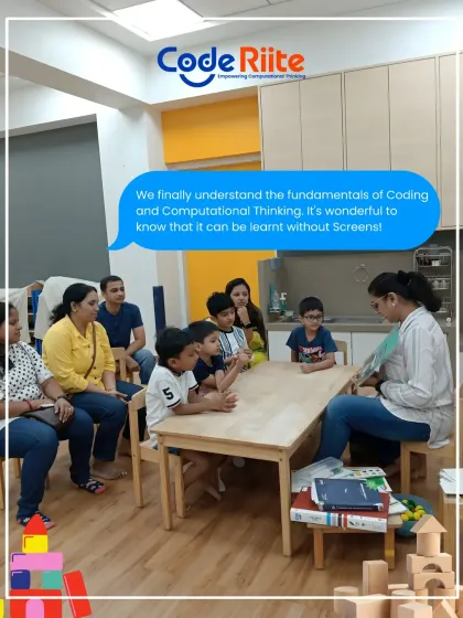 This photo captures a parent's realization: "We finally understand the fundamentals of Coding and Computational Thinking. It's wonderful to know that it can be learnt without Screens!" This is the "aha" moment I strive for in my parent-child workshops.