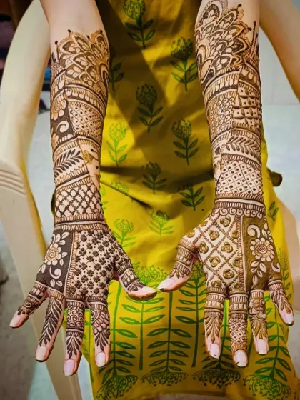 A full view of the back-of-hand design, showing the different patterns on each hand.