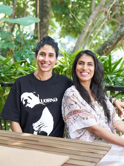 A photo of myself and my co-founder, Mahalakshmi. Our shared vision is to introduce people to the healing power of whole, unrefined plant-based foods and create a supportive community for natural health solutions.
