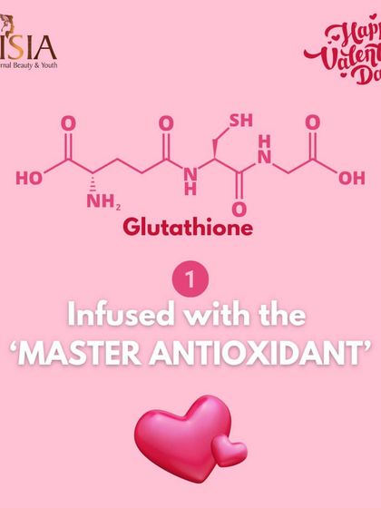 This shows the science behind the glow. Glutathione is the 'Master Antioxidant' because it works at a molecular level to fight oxidative damage and promote an even skin tone. We've even incorporated it into facials for a topical boost.