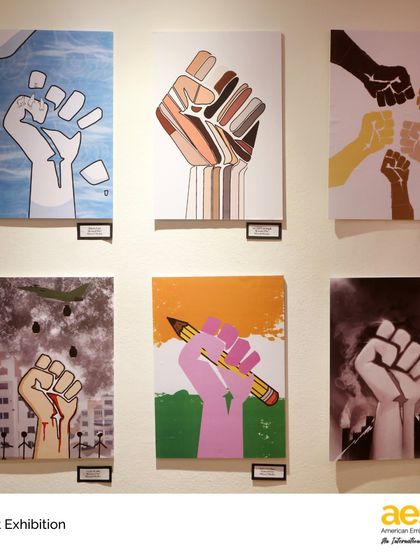 A powerful series of paintings on display at the Middle School Art Exhibition. We encourage our students to explore meaningful themes and express their perspectives on social issues through their artwork.