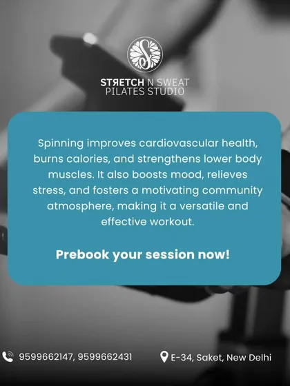 This graphic explains how spinning improves cardiovascular health, burns calories, and strengthens the lower body in a motivating community atmosphere.