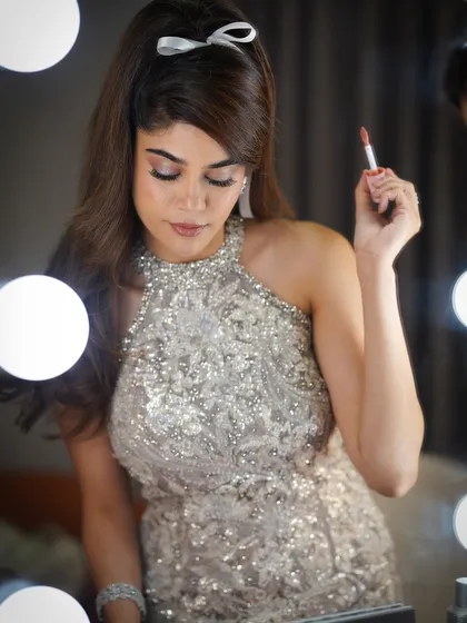 This is what red-carpet-ready looks like. For this shoot with Aaditi Pohankar, we went for full shimmer and glam, creating a look that’s all about sparkle and confidence.