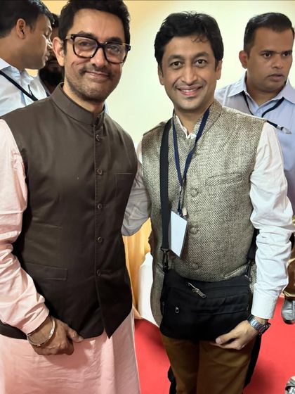 Another picture with Aamir Khan at the Farmer Cup event. His vision for using puppetry to tell compelling stories for social change is something I deeply admire.