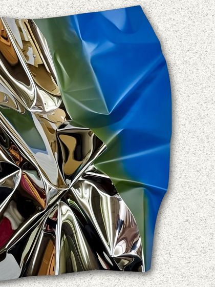 The material speaks for itself, playing with light, texture, and color to bring movement to the wall.