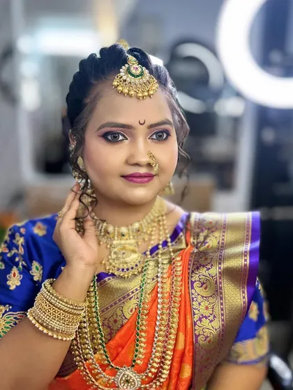 A studio shot of the bridal look, showing how the makeup looks under professional lighting, a key skill we teach for portfolio building.