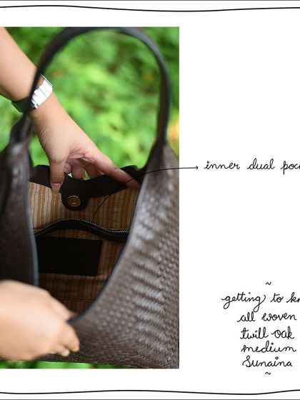 The inner dual pocket of the All Woven Twill Oak Medium Sunaina provides a secure, zippered space for your wallet and other valuables.