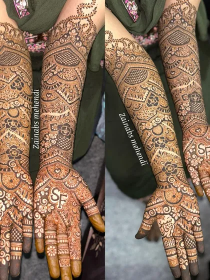 A still image of the full bridal design for Saniya.