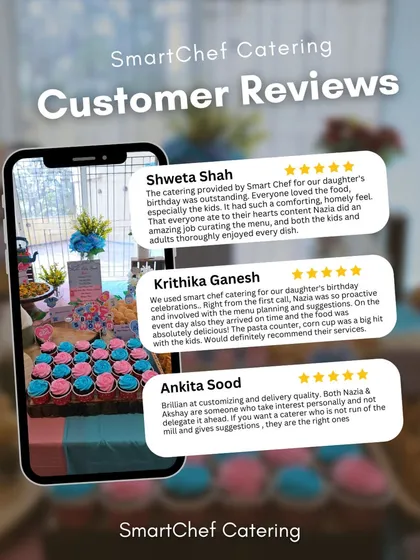 My goal is to provide an outstanding experience from the first call to the last bite. These reviews from happy clients highlight our commitment to delicious food and personalized, professional service.