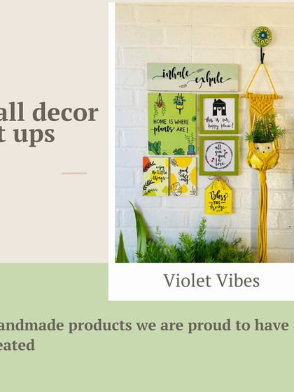 A graphic showcasing our wall decor setups. This image features our 'Go Green Combo', a curated set of frames, signs, and a plant hanger to easily create a beautiful wall display.