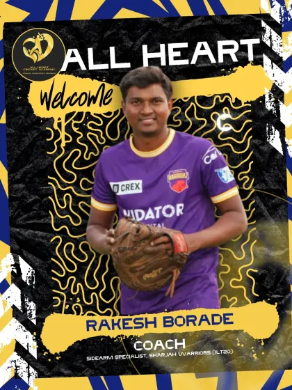 Coach Rakesh Borade, another of our fresher coaches, has already worked with Sharjah Warriors (ILT20) and brings calm energy and accuracy to our net sessions.
