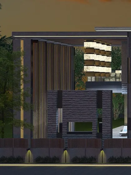 This contemporary home is defined by its clean geometric lines and layered textures. The design incorporates multiple architectural styles with minimal adornment, focusing on open spaces and large windows to create a sense of modern luxury.