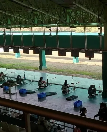 A view of an outdoor 50m rifle range during the National Selection trials, showcasing another type of facility I manage for high-level competitions.