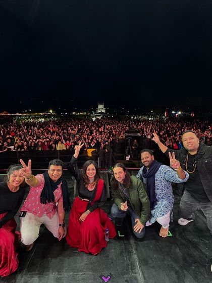 My amazing band and I taking a final bow in front of the incredible crowd at Jazz al Parque. This picture is filled with so much joy and gratitude.