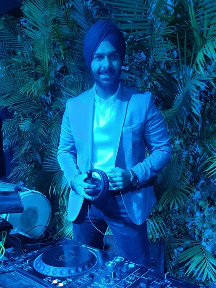 Another look from Manjeet and Lauren's wedding, ready to get back to the music.