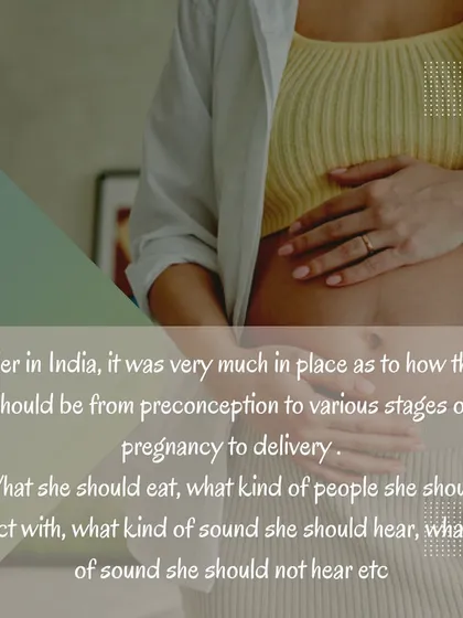In ancient India, great care was taken during pregnancy, from what the mother ate to the sounds she heard. This was to ensure the best possible start for the new life. My program brings some of this ancient wisdom to the modern mother.