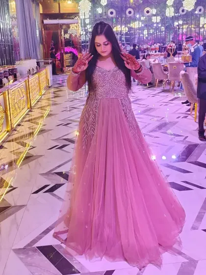 Another shot of this beautiful pink gown, showing its full glory at an event. My clients always look their best.