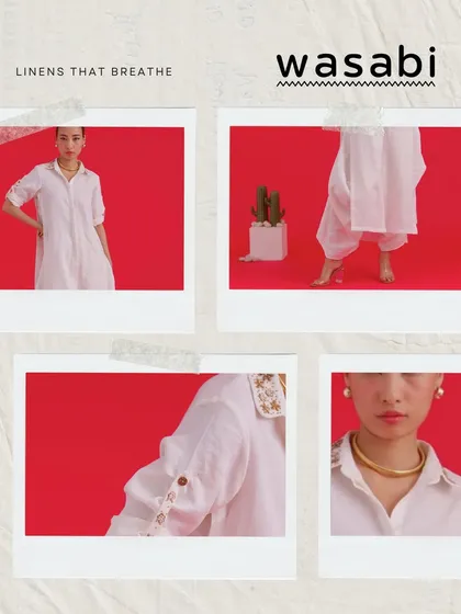 Soft on your skin, gentle on the planet. This collage of our white linen pieces showcases our commitment to handcrafted comfort and sustainable, everyday luxury.