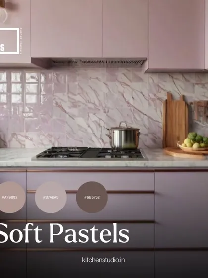 Soft pastels, like this dusty pink, brought a gentle and sophisticated touch to kitchens in 2024, especially when paired with marble and metallic accents.