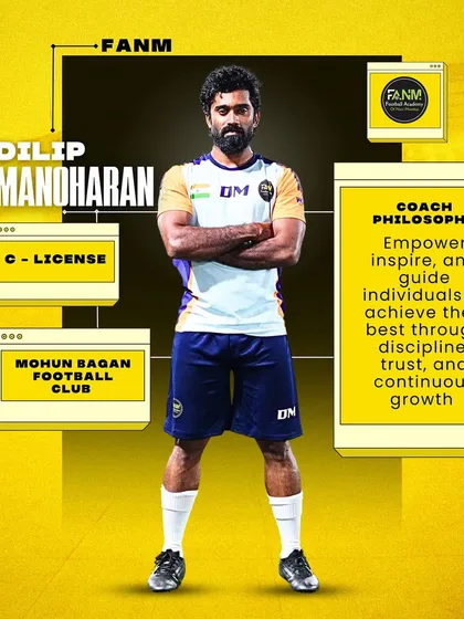 Meet our founder and C-License certified coach, Dilip Manoharan. With a background playing for Mohun Bagan FC, he leads our academy with a philosophy of empowerment, discipline, and continuous growth for every player.