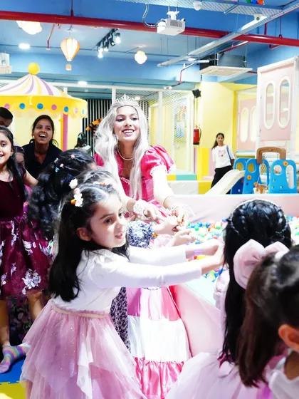 A real-life princess enchanting the children at a royal birthday ball. Our character actors bring fairy tales to life.