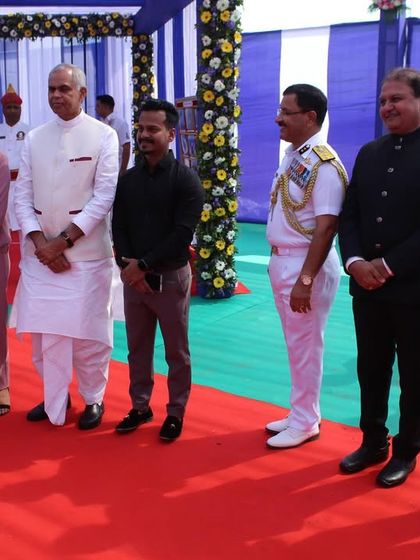 A group photograph with the Governor of Gujarat and esteemed officers of the Indian Coast Guard. It was an honor to be part of their official event.