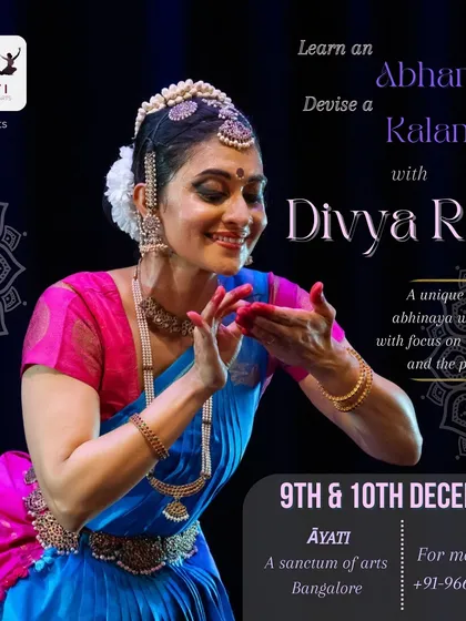 This poster announces one of my favorite workshops: "Learn an Abhang, Devise a Kalam." It combines two key aspects of my teaching: exploring rich poetic traditions like Marathi Abhangs and empowering dancers to develop their own choreographic voice.