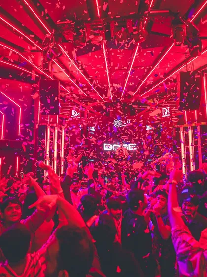 This is the peak of the night. Red lights, hands in the air, and confetti raining down. I work to build the energy to moments like this, where everyone is completely lost in the music.