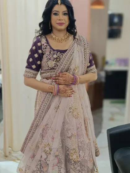This is a perfect example of our party-ready looks. We provided a complete service with elegant makeup and a beautiful traditional hairstyle, ensuring our client looked and felt her best for her special event.