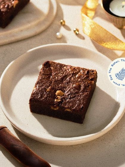My Chocolate Fudge Brownie with walnuts, a classic combination, looking festive and ready for the Diwali celebrations.
