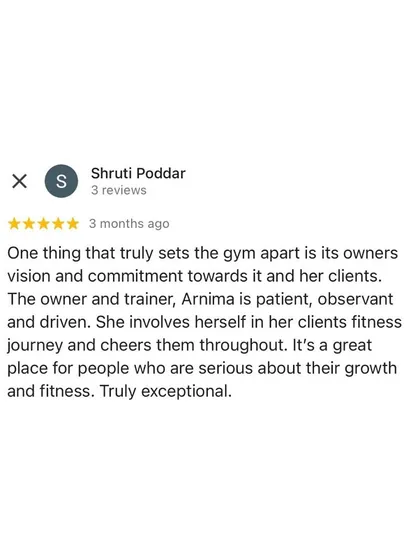 A review from Shruti, who highlights the vision and commitment that sets BASE apart. It's a place for those who are serious about their growth and fitness.