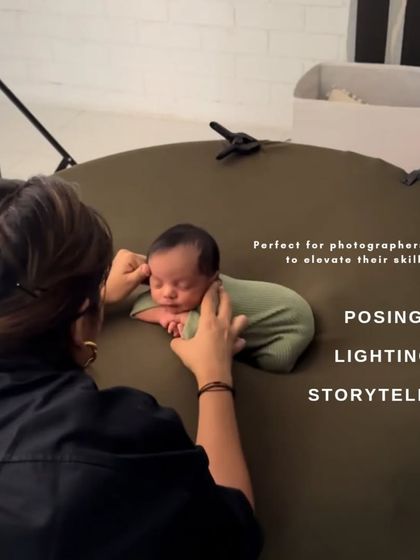 A visual promotion for the workshops, highlighting that they cover posing, lighting, and storytelling.